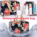 Toiletry Bag for Women Portable Cosmetic Bag Large Toiletries Organizer Storage Navy Rose Toiletry Kit Leakproof Travel Make up for Girls Floral Cosmetic Case (Navy Rose)
