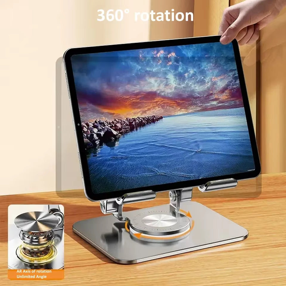 360 Rotation Tablet Stand for Ipad, Adjustable Foldable Tablet Holder,Aluminum Phone Stand Compatible with Ipad Pro/ Air/ Mini