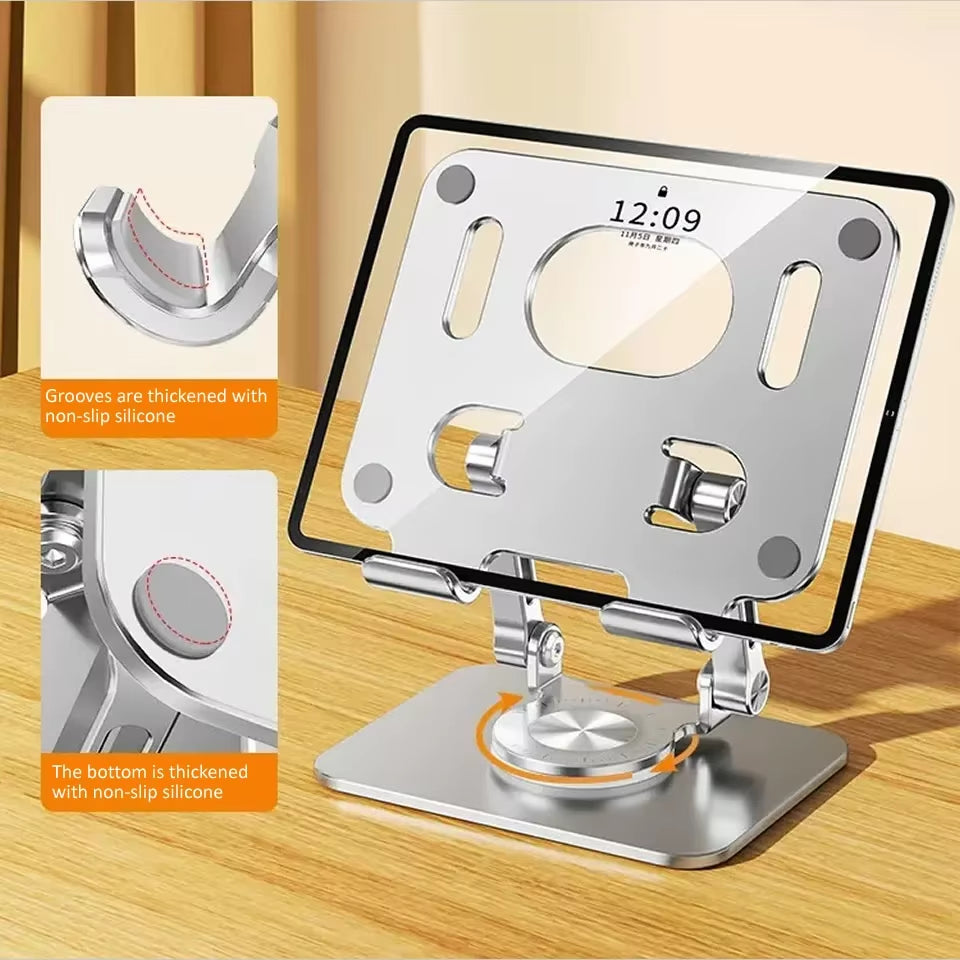 360 Rotation Tablet Stand for Ipad, Adjustable Foldable Tablet Holder,Aluminum Phone Stand Compatible with Ipad Pro/ Air/ Mini