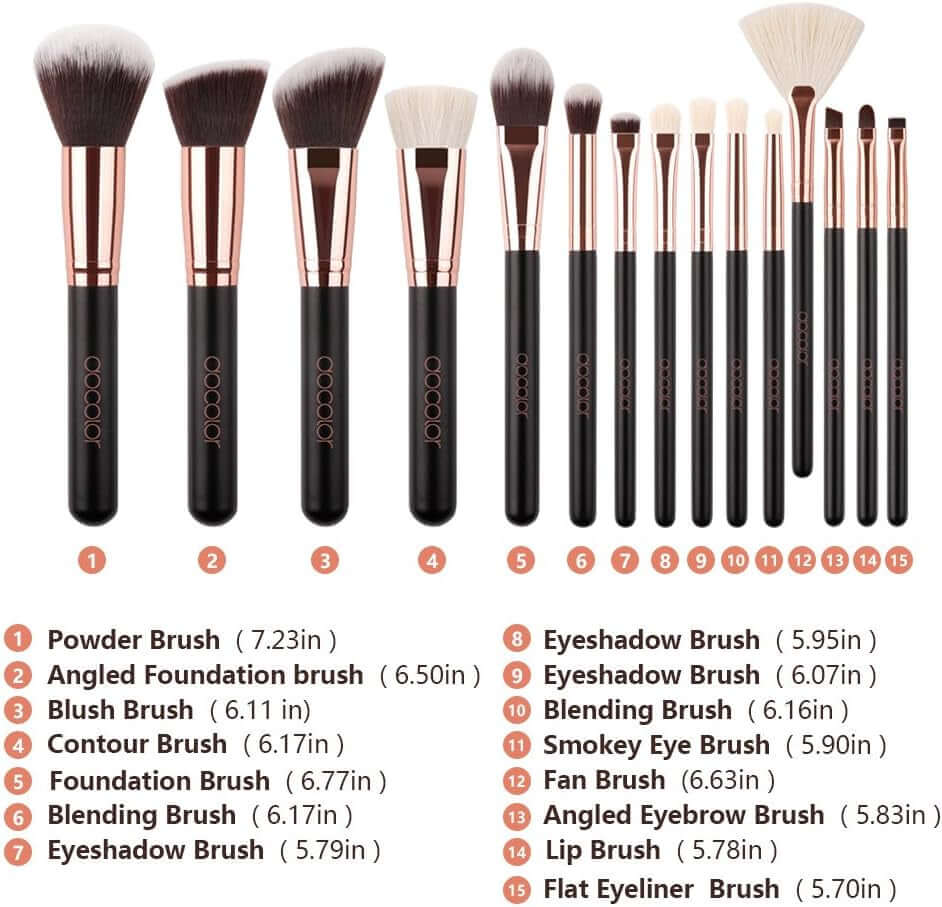 Makeup Brushes 15Pcs Professional Makeup Brush Set with Travel Bag Powder Foundation Concealers Eyeshadow Eyeliner Blending Lip Brush Tools Gift Choice