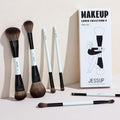 Makeup Brush Set 6Pcs Double Sided Makeup Brushes Foundation Contour Blush Highlight Blending Eyebrow Brush Eyeshadow Brush, Vegan Make up Brushes Bright Cyan T501