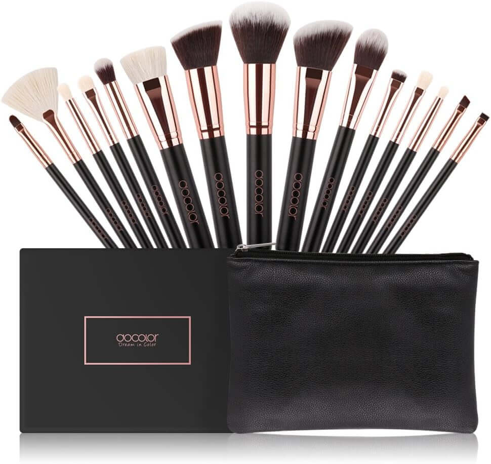Makeup Brushes 15Pcs Professional Makeup Brush Set with Travel Bag Powder Foundation Concealers Eyeshadow Eyeliner Blending Lip Brush Tools Gift Choice