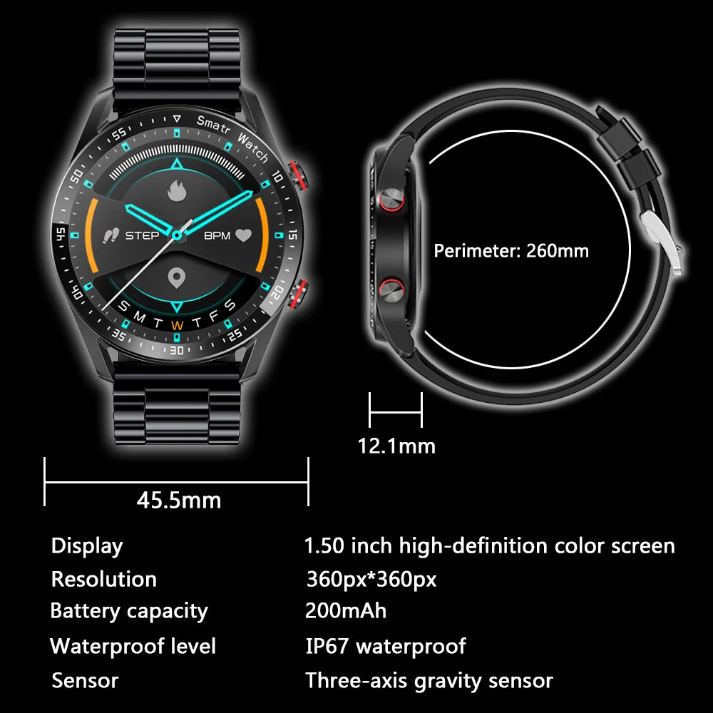 2024 New Smart Watch Men 1.5 Inch Full Touch Screen Bluetooth Call Business Man Watches Fitnes Sports Smartwatch for Android IOS