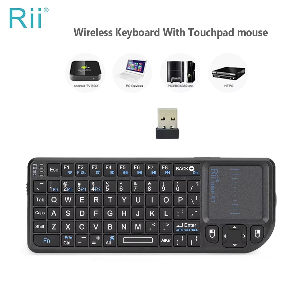 X1 2.4Ghz Mini Wireless Keyboard English/Es/Fr Keyboards with Touchpad for Android TV Box/Pc/Laptop