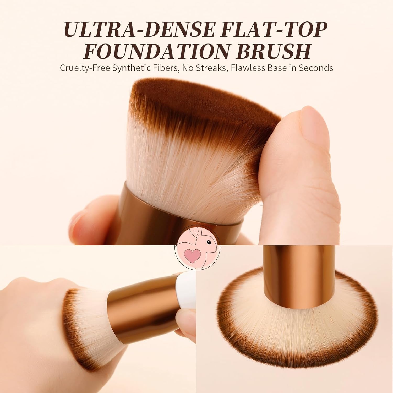 Foundation Brush Kabuki Make up Brush Flat Top Makeup Brushes Perfect for Blending Liquid, Cream or Flawless Powder Cosmetics - Buffing, Stippling, Concealer