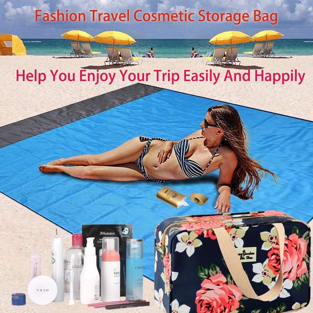 Toiletry Bag for Women Portable Cosmetic Bag Large Toiletries Organizer Storage Navy Rose Toiletry Kit Leakproof Travel Make up for Girls Floral Cosmetic Case (Navy Rose)