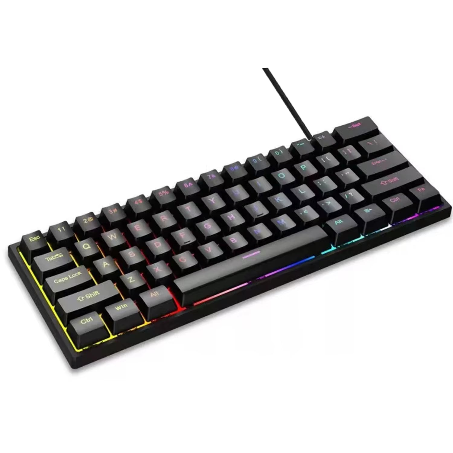2026 New Mini 60 Gaming Keyboard, RGB Backlit 61 Key Ultra-Compact Keyboard, Ergonomic Waterproof Mechanical Feeling Office