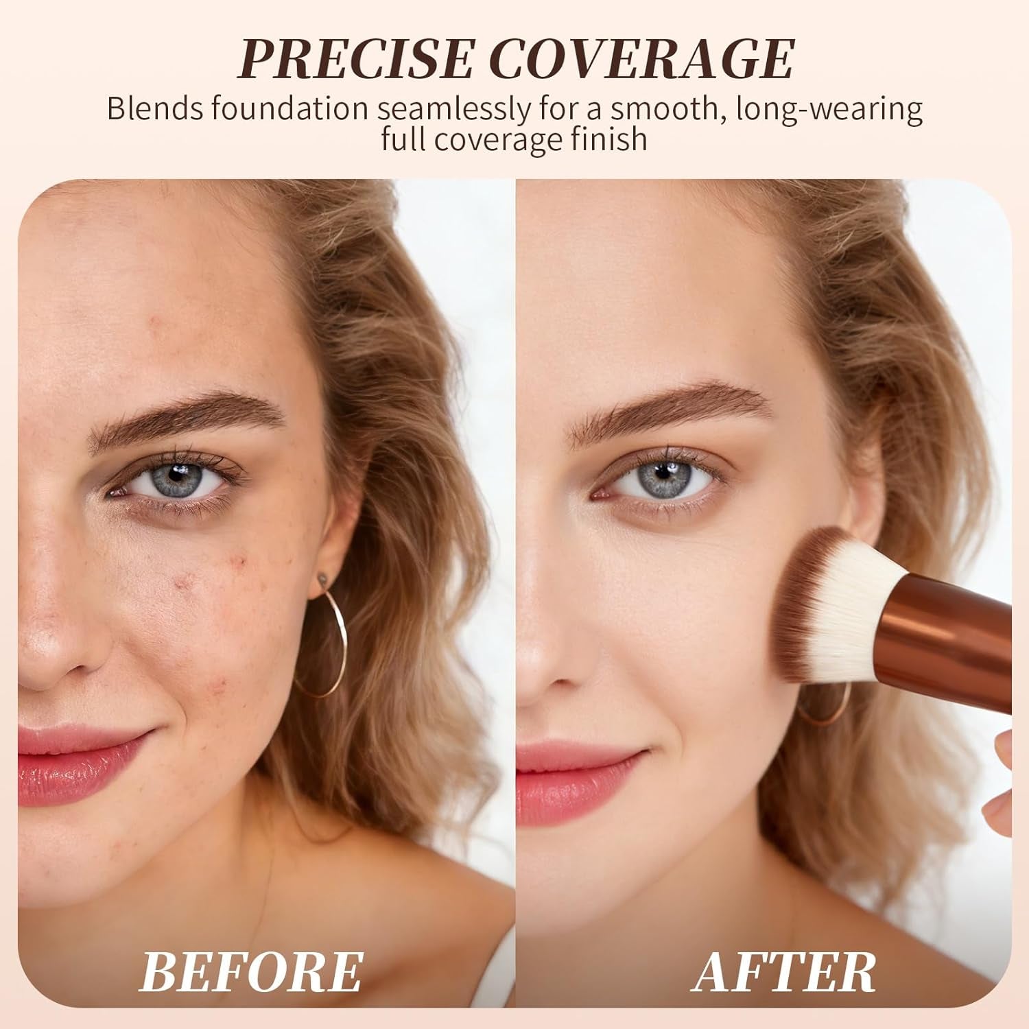 Foundation Brush Kabuki Make up Brush Flat Top Makeup Brushes Perfect for Blending Liquid, Cream or Flawless Powder Cosmetics - Buffing, Stippling, Concealer