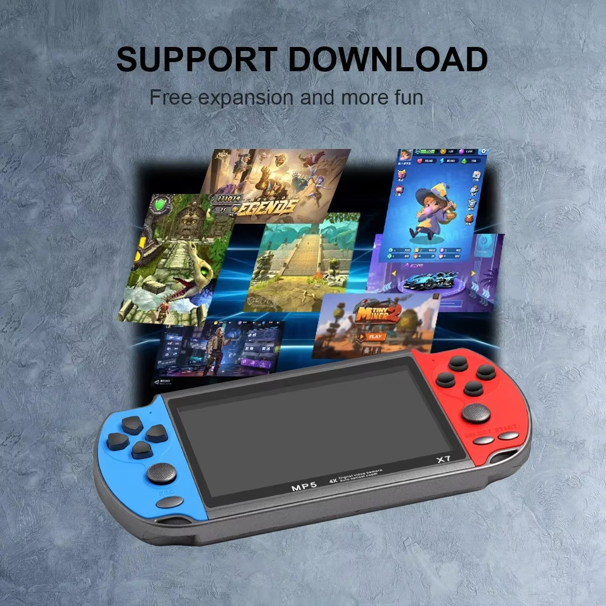 X7 4.3Inch Built-In 9000+ Games Handheld Game Console TFT Screen Video Game Player HD Game for GBA GBC NES GBC