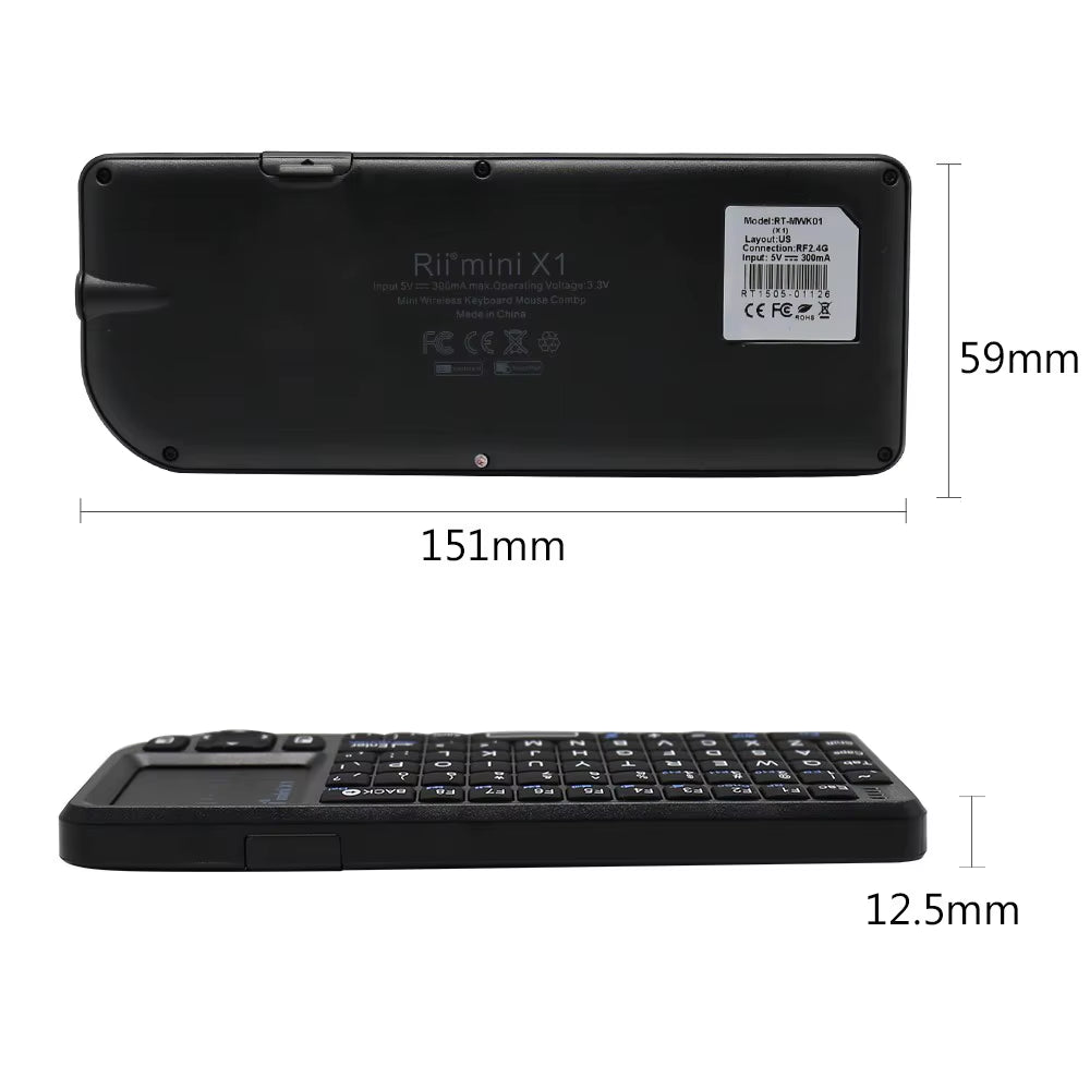 X1 2.4Ghz Mini Wireless Keyboard English/Es/Fr Keyboards with Touchpad for Android TV Box/Pc/Laptop