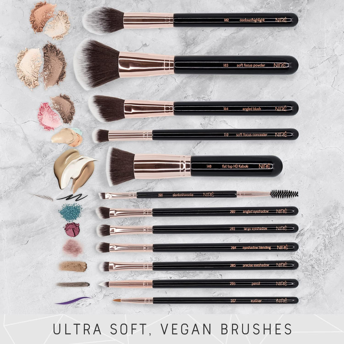 Beauty Professional Makeup Brushes - 15-Piece Award Winning Vegan Makeup Brush Set with Case, Blending Sponge, Brush Cleaner, Guide, Gift Box