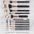 Beauty Professional Makeup Brushes - 15-Piece Award Winning Vegan Makeup Brush Set with Case, Blending Sponge, Brush Cleaner, Guide, Gift Box