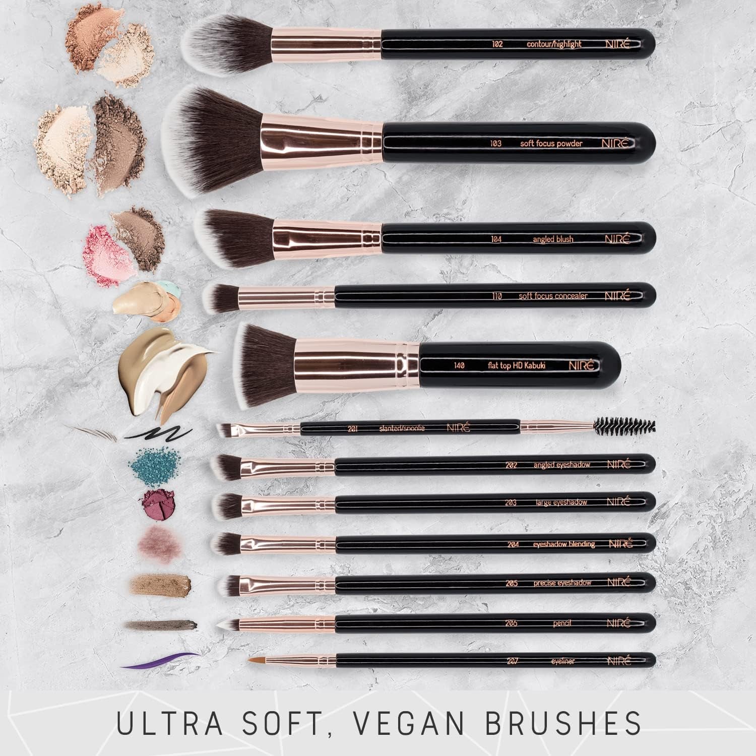 Beauty Professional Makeup Brushes - 15-Piece Award Winning Vegan Makeup Brush Set with Case, Blending Sponge, Brush Cleaner, Guide, Gift Box