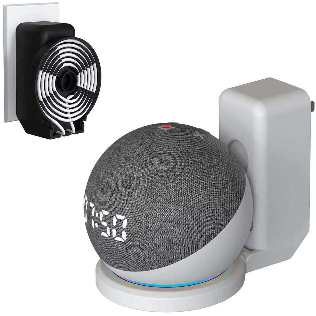 Wall Outlets Holder for Echo Dot 5Th Gen / Echo Dot 4Th Generation with Cable Storage, PC Hard Case Matte Alexa Speaker Bracket