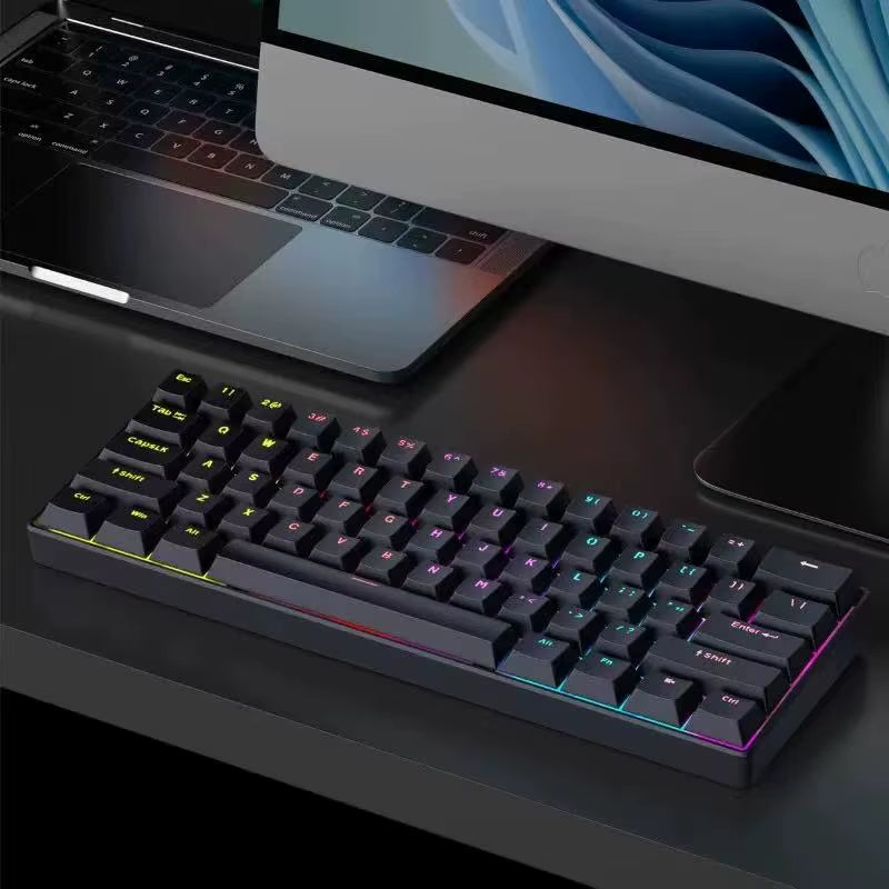 2026 New Mini 60 Gaming Keyboard, RGB Backlit 61 Key Ultra-Compact Keyboard, Ergonomic Waterproof Mechanical Feeling Office