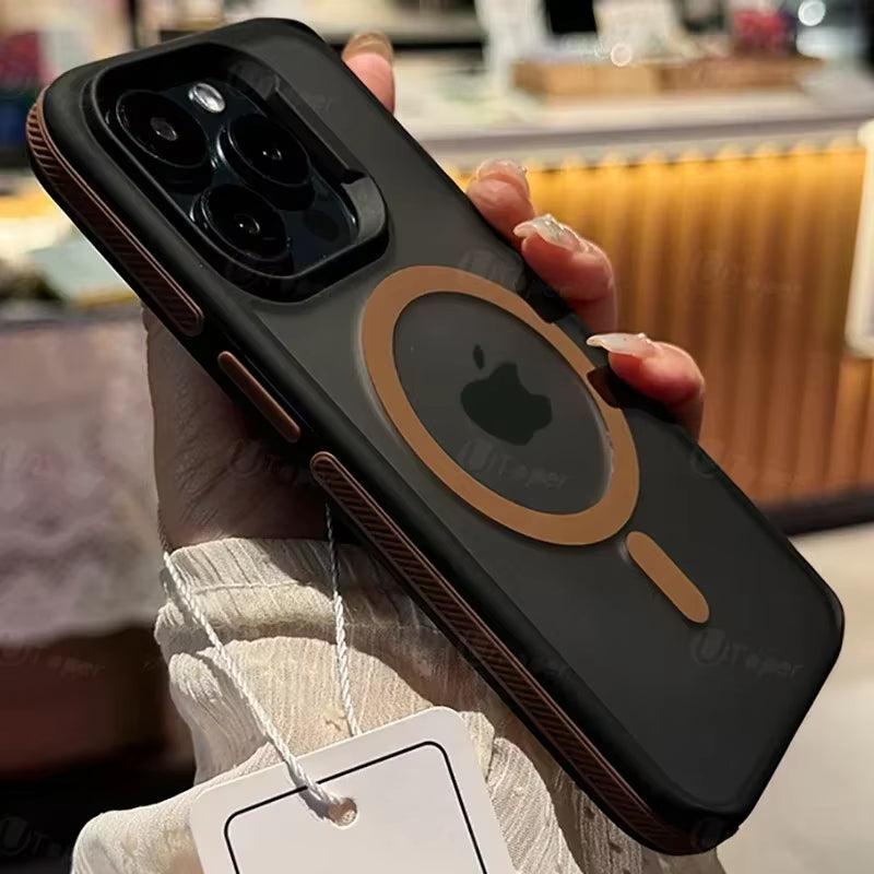 New Bicolor Matte Frosted Magnetic Phone Case for Iphone 17 16 15 14 plus 13 12 11 Pro Max Translucent Shockproof Hard Cover