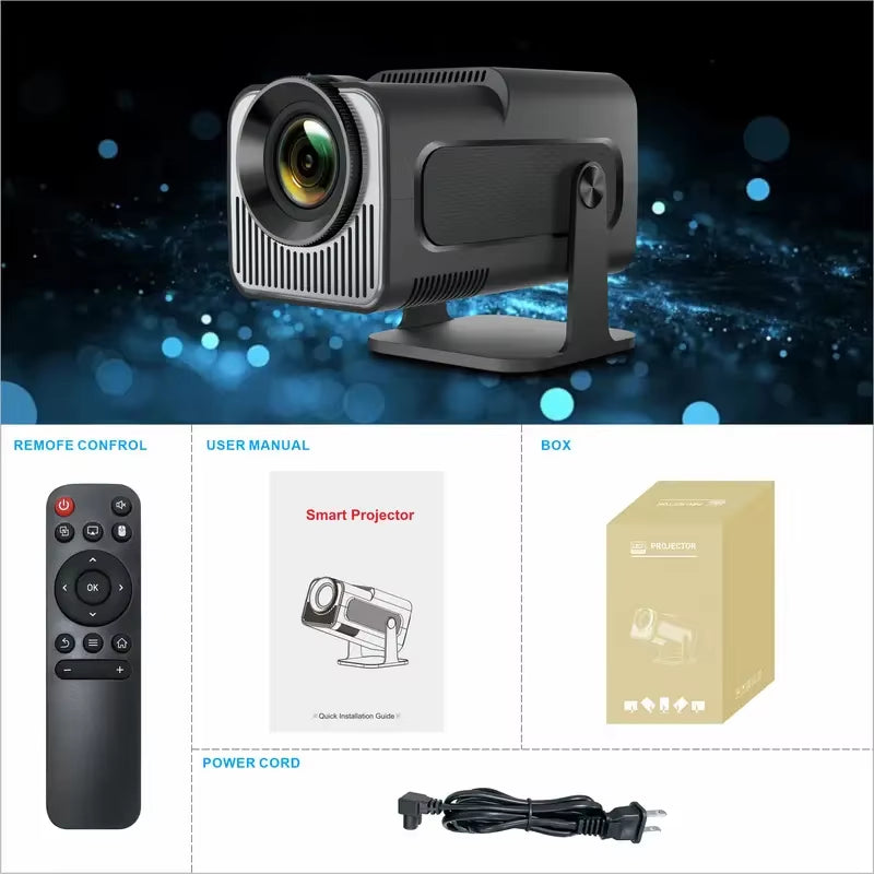 HY320 Video Projector 4K Native 720P Android Projectors 300ANSI Wifi Cinema Portable 180° Rotable 1080P Upgrated HY300