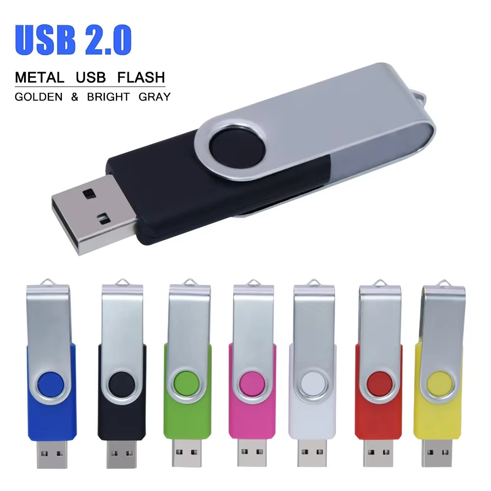 Флешка Usb 32GB Flash Drive 16 Giga Memory Stick Metal Jump Drive Swivel Pendrive Portable 64 128 GB Cle Usb 2.0 Pen Drives