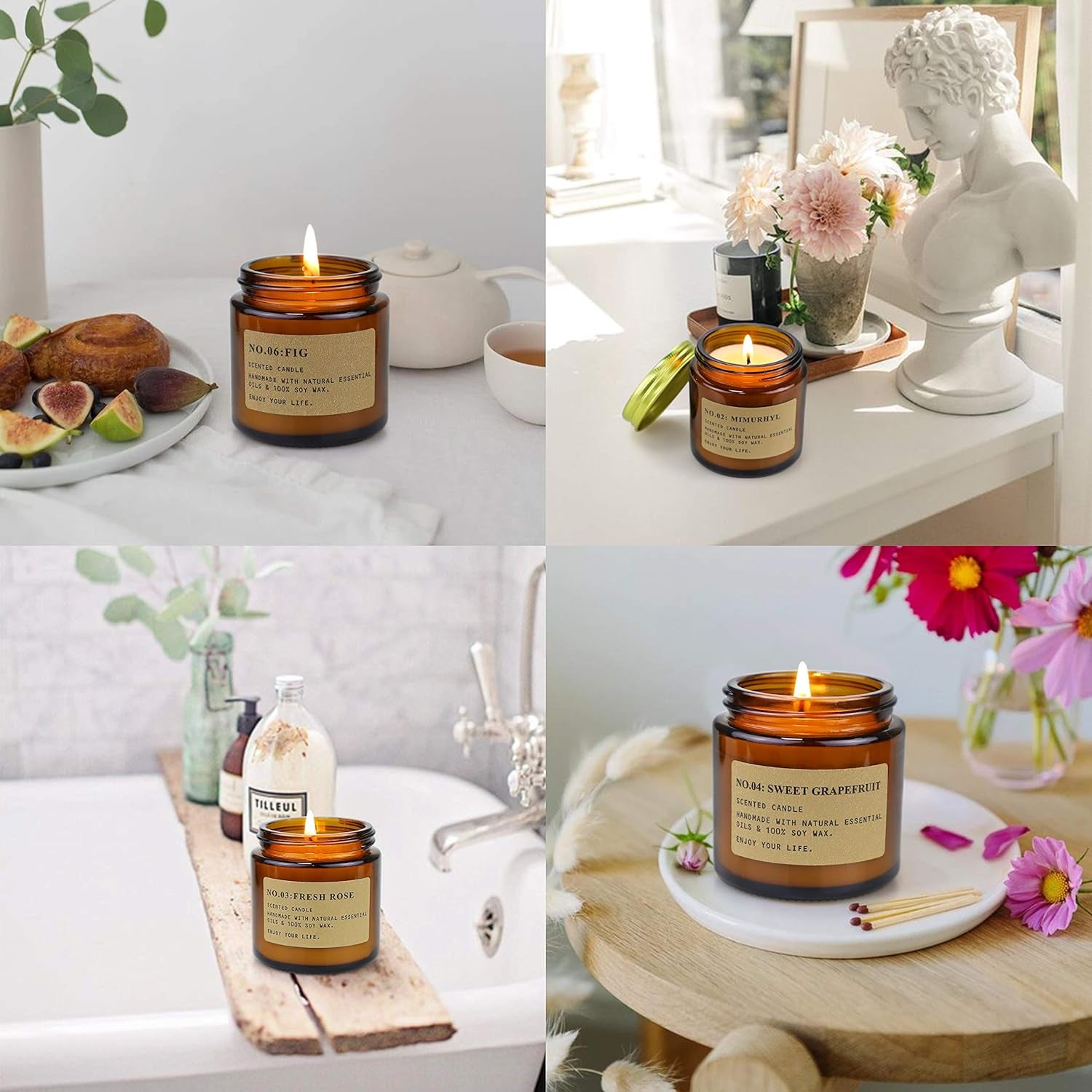 Scented Candles Gifts Set for Women,6 Pack Aromatherapy Candles Set,Long Lasting Burn Candle Gift for Mother Friend,Soy Wax Vegan Candle Present for Birthday,Valentine,Anniversary,Amber Glas Jar