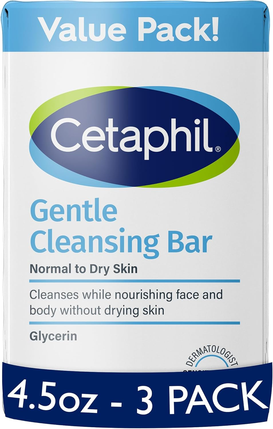 Gentle Cleansing Bar, 4.5 Oz Bar (Pack of 3), Nourishing Cleansing Bar for Dry, Sensitive Skin, Non-Comedogenic, Non-Irritating for Sensitive Skin